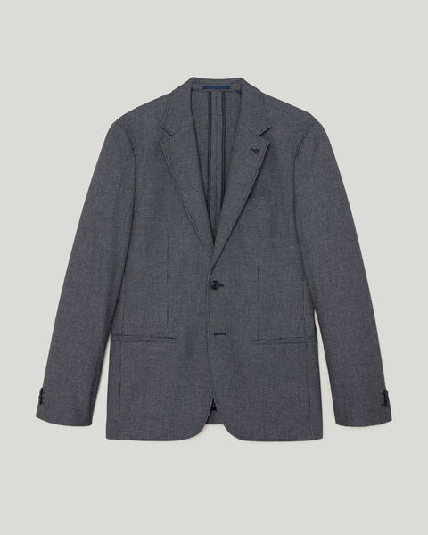 Two-Toned Houndstooth Blazer, Navy, hi-res